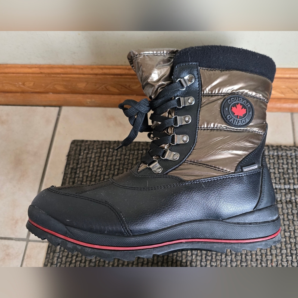 Cougar Women's Black and Bronze Winter Rain Boots